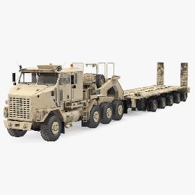 3D Desert Camouflage Oshkosh M1070 Truck with M1000 Semi-Trailer Dirty